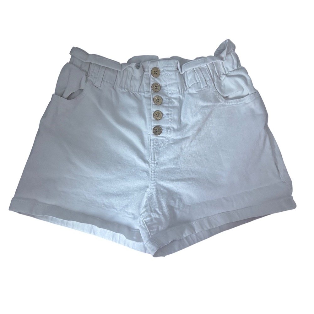 Lilipulitzer White Shorts Paperbag High Waist Elastic Belt Loop Button Size 4